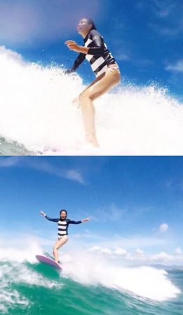 “サランちゃんママ”SHIHO、涼しげな夏の海でサーフィン！