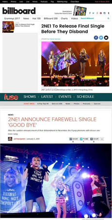 米ビルボード＆FUSE TV、「2NE1」の新曲発表を集中報道