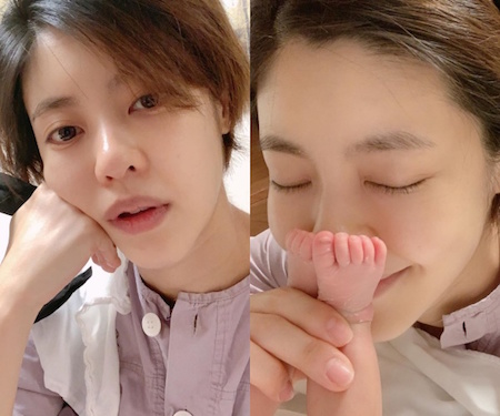 女優イ・ユンジ、第2子出産後の近況「一旦ちょっとだけ寝よう」から「赤ちゃんの足の臭いで一息」