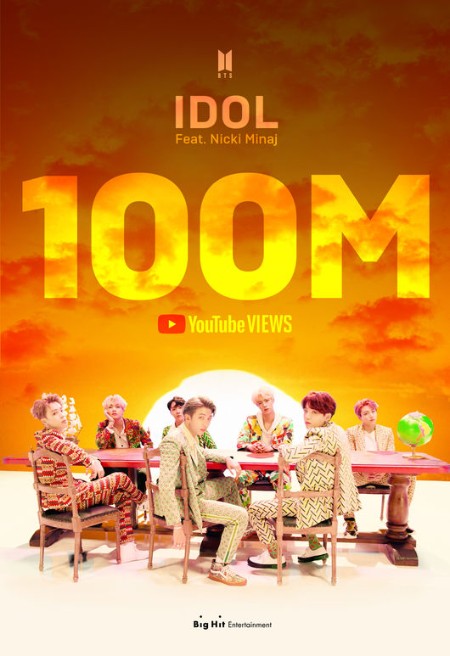 「BTS（防弾少年団）」、「IDOL」MVが1億回突破…韓国歌手最多の通算24作目