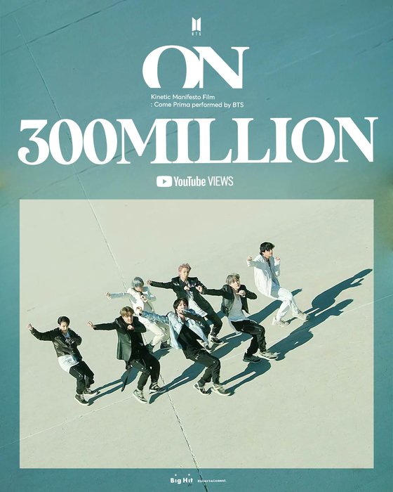 【公式】BTS（防弾少年団）、「ON」キネティックマニフェストフィルムがYouTube再生回数3億回超え | K-POP、韓国エンタメニュース