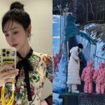 ソン・ユリ（Fin.K.L.）、双子の娘とソリ遊び …「愛らしいペアルック姿」