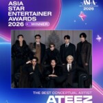 <トレンドブログ>「ATEEZ」、「ASEA 2026」で“ベスト・コンセプチュアル・アーティスト賞”受賞…「信じて待ってくれたファンのおかげ」